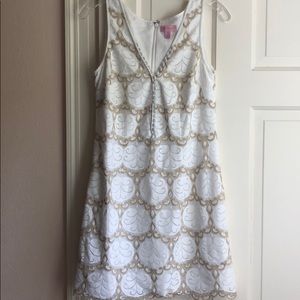 Lilly Pulitzer white and gold dress